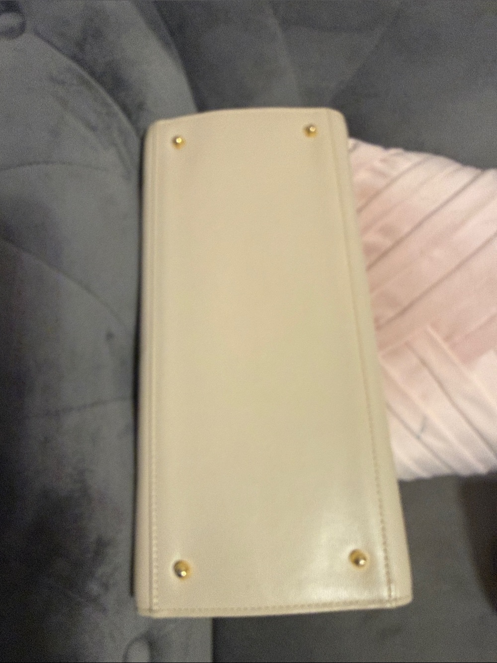 Valentino Garavani Two-Tone Cream and Dark Brown Leather Top-Handle Satchel - Picture 3 of 11